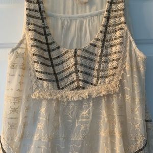 Anthropologie flowy tank with embellished detail